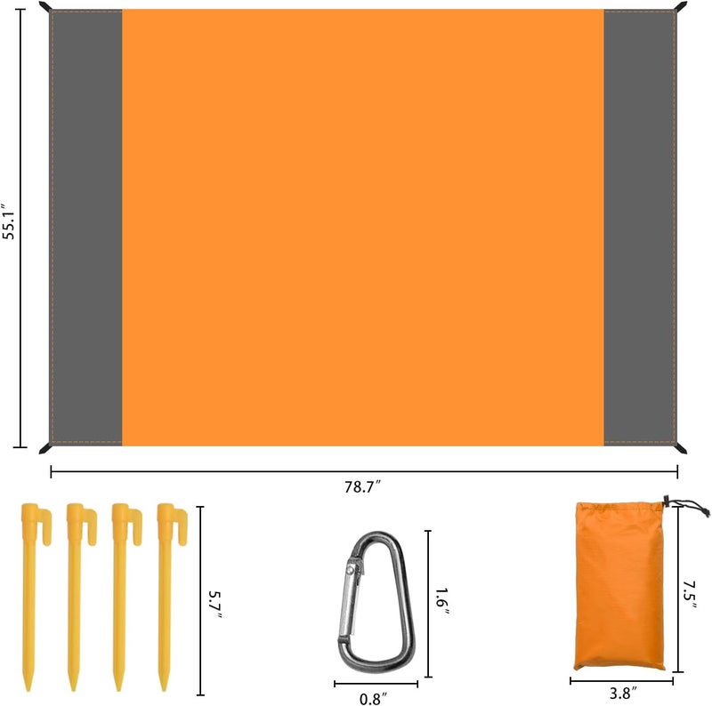 Wind Tour Waterproof Camping Tarp Lightweight Multifunctional Tent Footprint for Camping, Hiking Backpacking, Compact Tent Tarp Ground Sheet Mat for Ground or Under Tent（55.1" x 78.7" | Orange） - Image 2